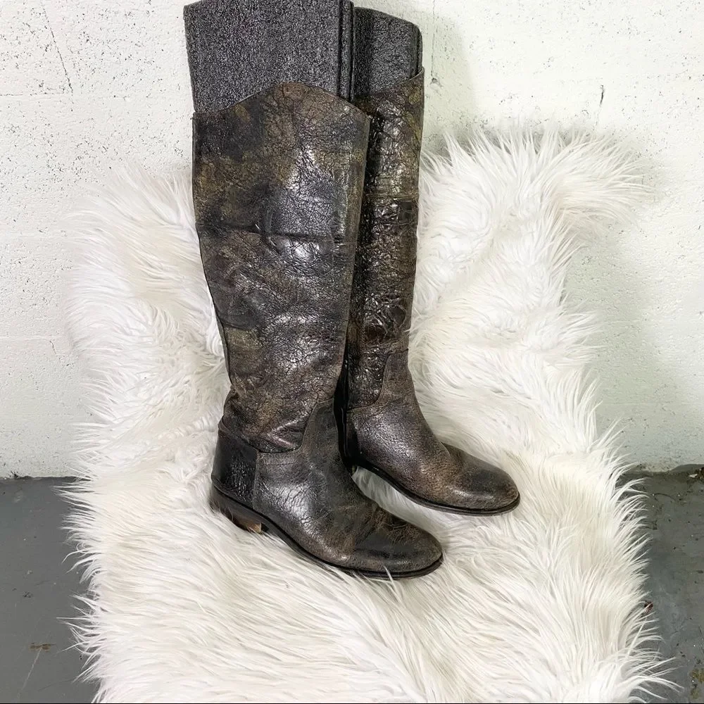 Rare Steven By Steve Madden Reins  distressed brown leather riding boots 8